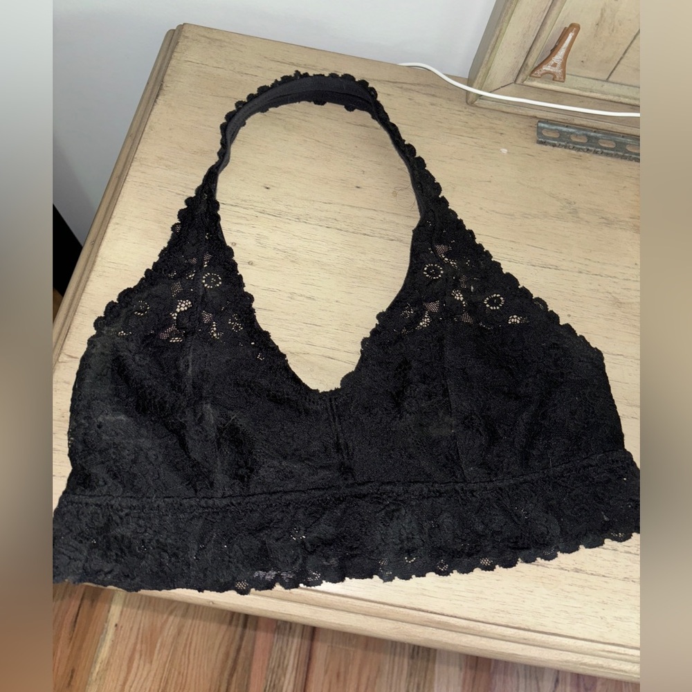 Aerie black lace halter bralette